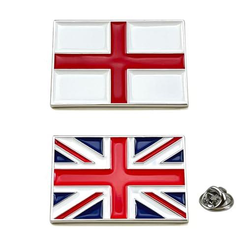 Lesonwo Union Jack Flag Pin Badge + England Pin Badge set 30mmx20mm