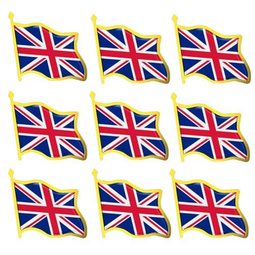 Set of 9 x Union Jack Badge Flag of United Kingdom Pin Badges – Patriotic Union Flag Souvenir